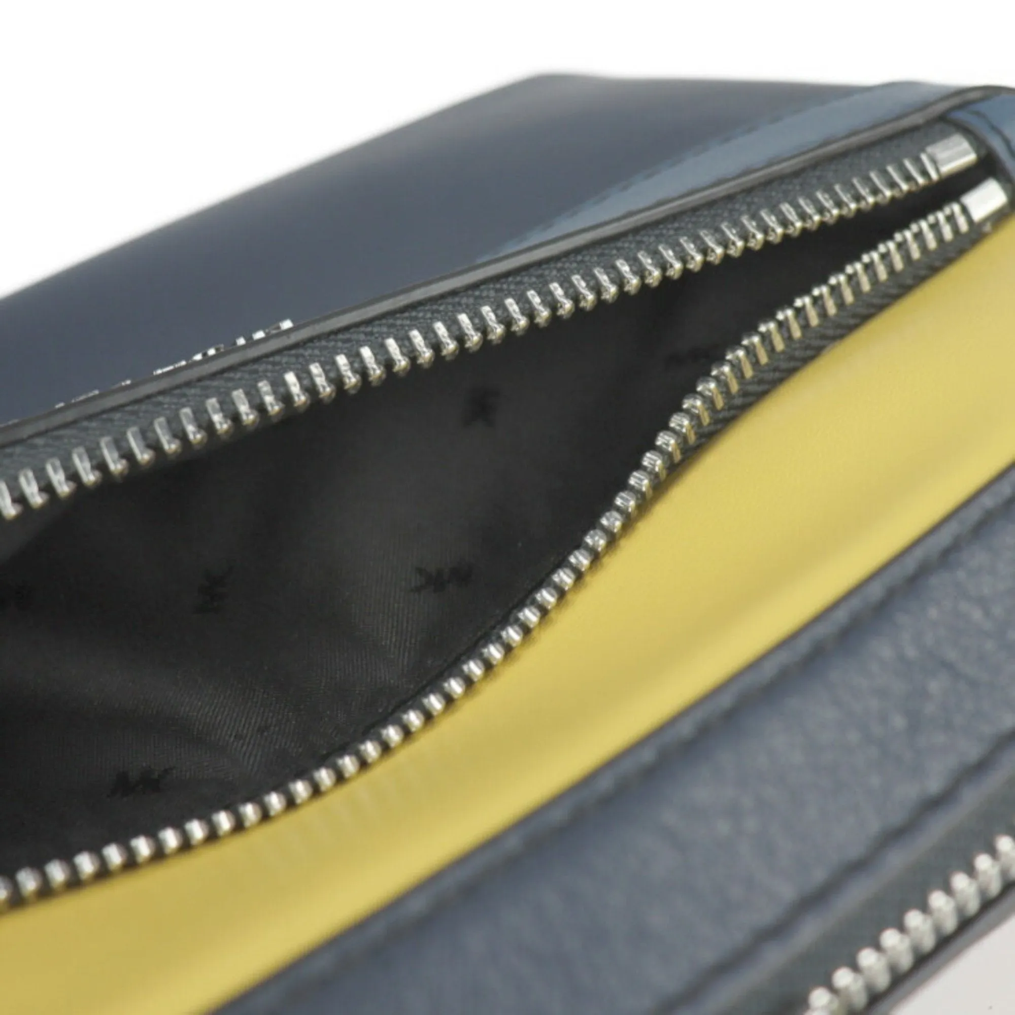 Michael Kors Navy yellow Leather Clutch Bag Shoulder Bag (Pre-Owned)