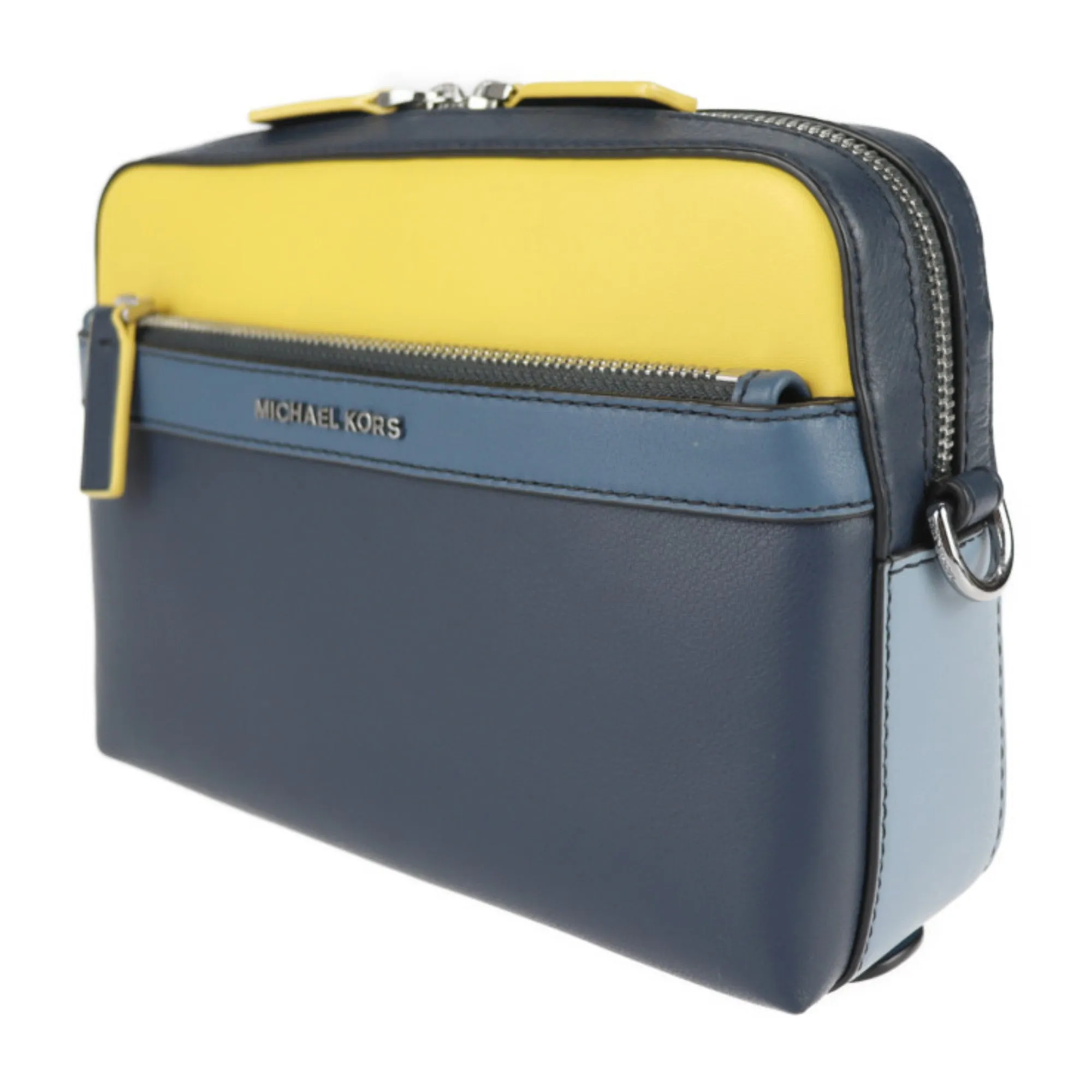 Michael Kors Navy yellow Leather Clutch Bag Shoulder Bag (Pre-Owned)
