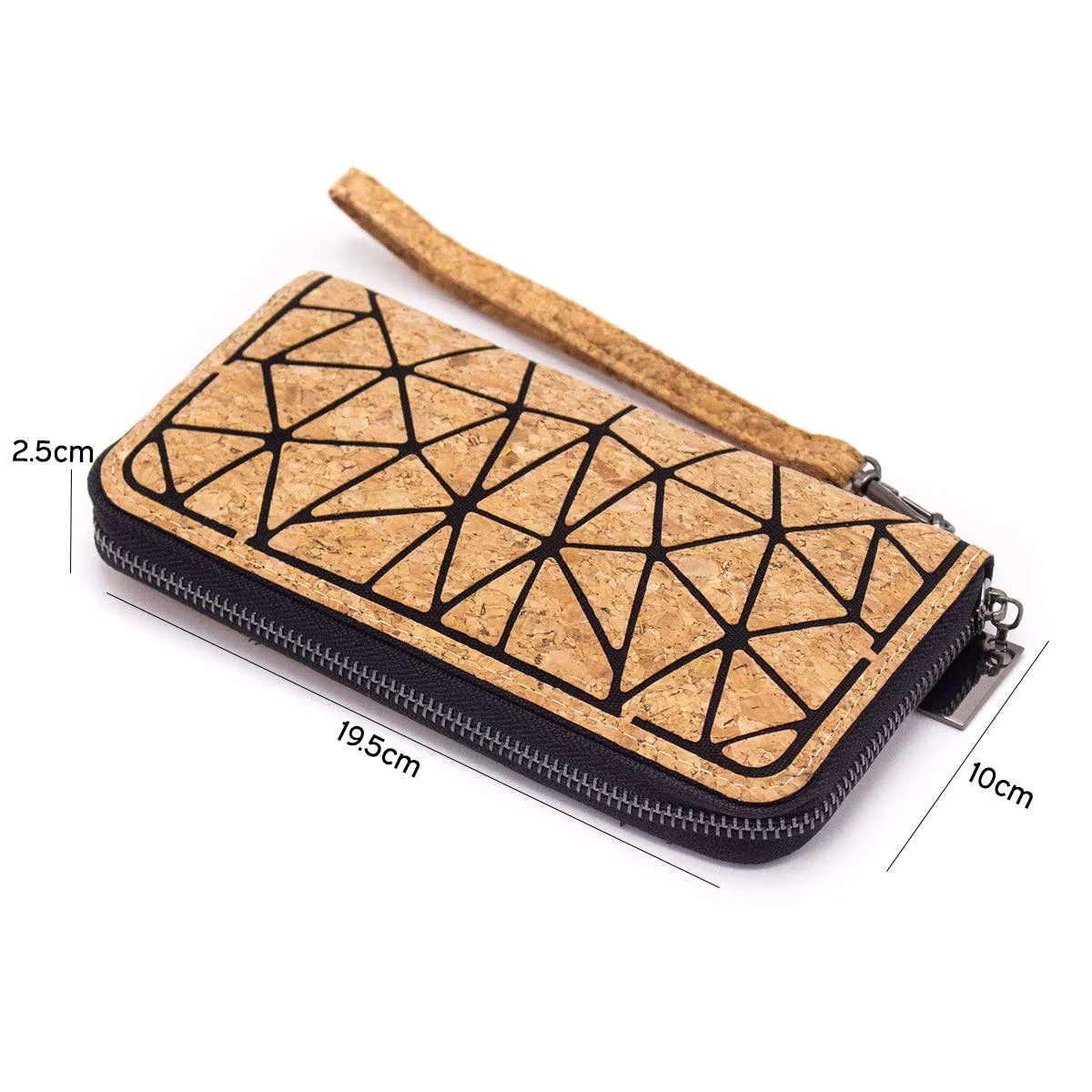 Multiple colour Geometric Cork Zipper Wallet BAG-2024