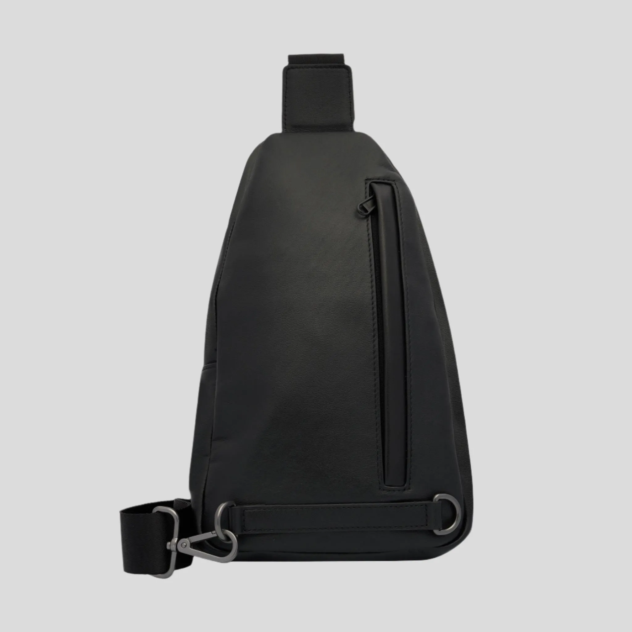 Multiwear Leather Crossbody Sling Bag -- Black Bold Logo