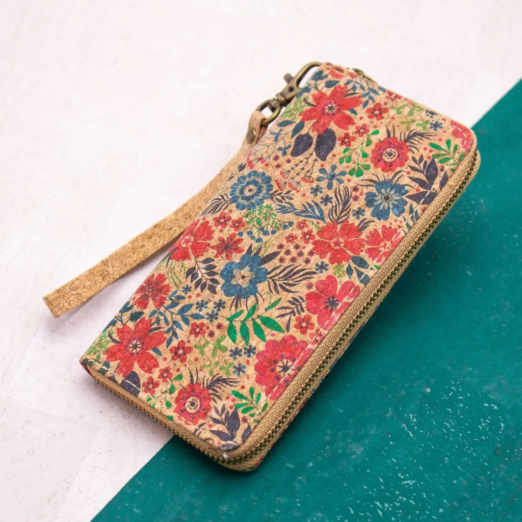 Natural cork with flower pattern zipper women wallet BAG-324-Q novo
