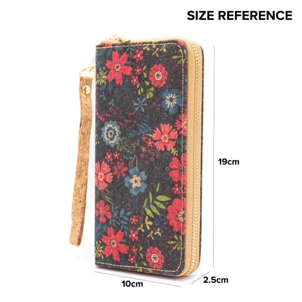 Natural cork with flower pattern zipper women wallet BAG-324-Q novo