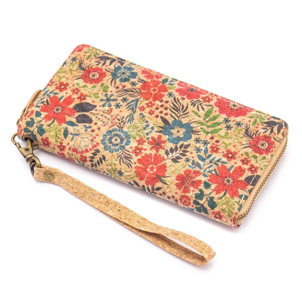 Natural cork with flower pattern zipper women wallet BAG-324-Q novo