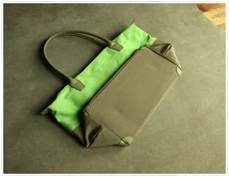 Navy Womens Nylon Shoulder Handbag Womens Nylon Contrast Color Blue Shoulder Work Purse Nylon for Ladies