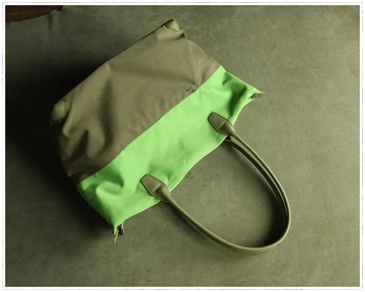 Navy Womens Nylon Shoulder Handbag Womens Nylon Contrast Color Blue Shoulder Work Purse Nylon for Ladies