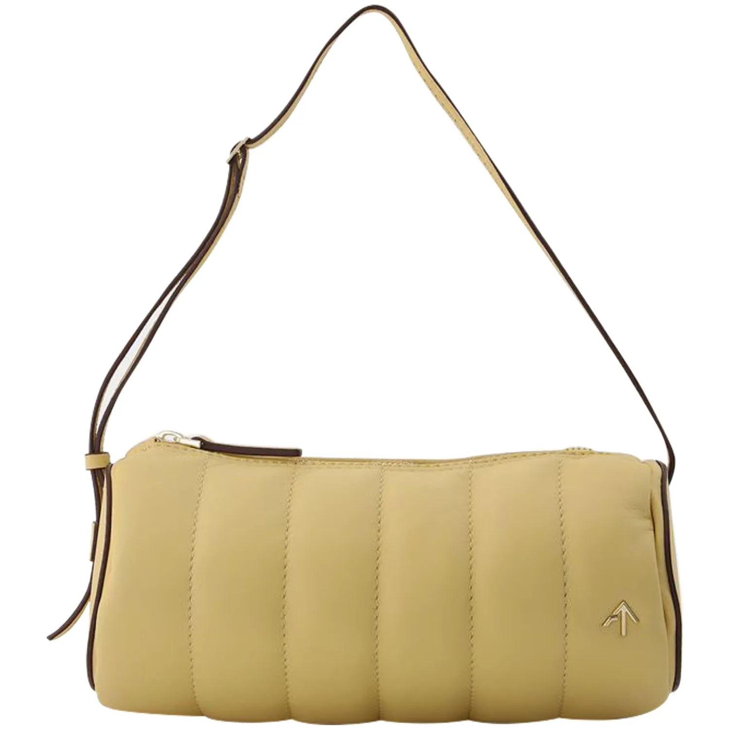 Padded Cylinder Bag in Cream Leather