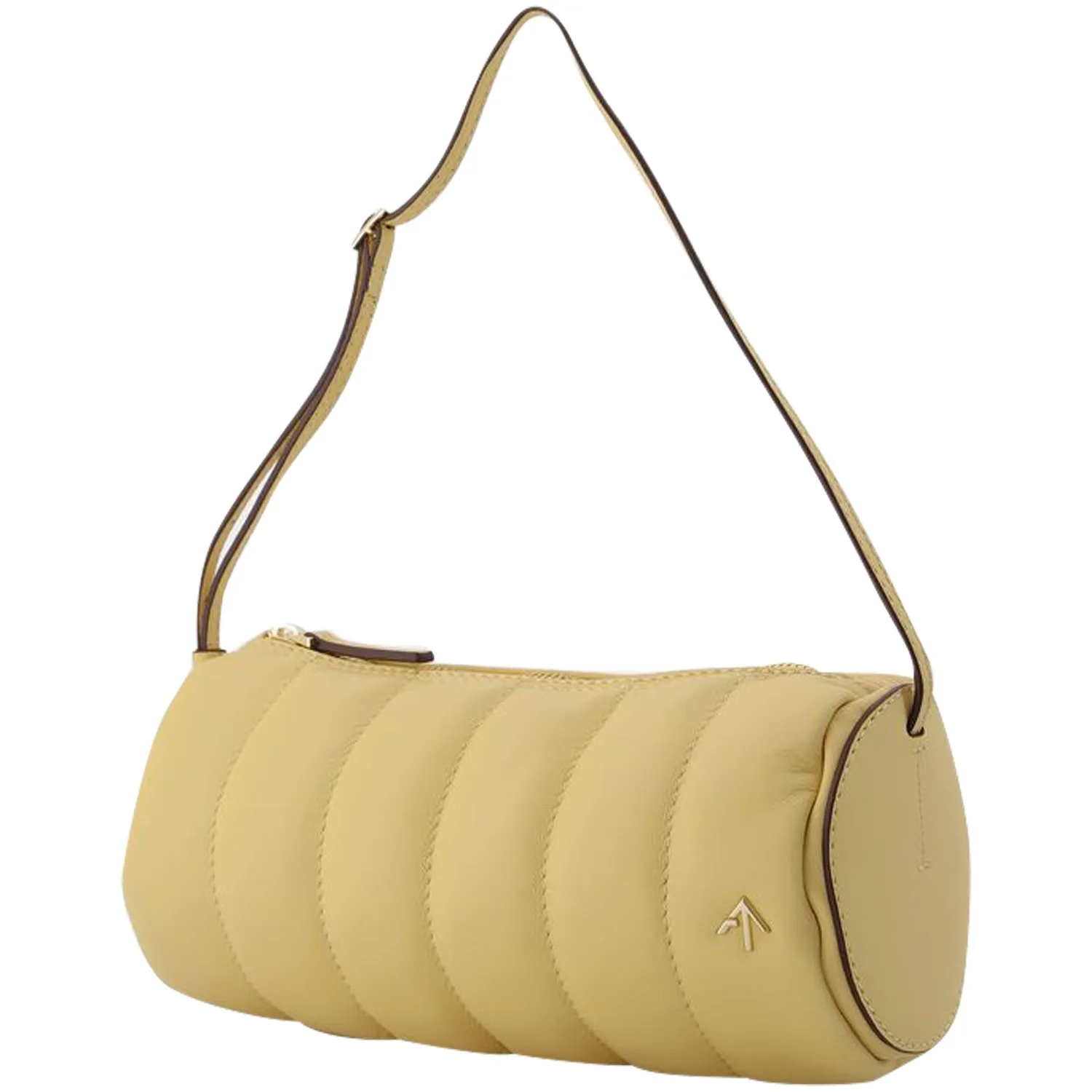 Padded Cylinder Bag in Cream Leather