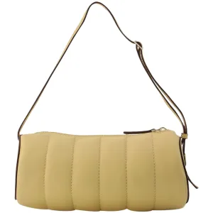 Padded Cylinder Bag in Cream Leather