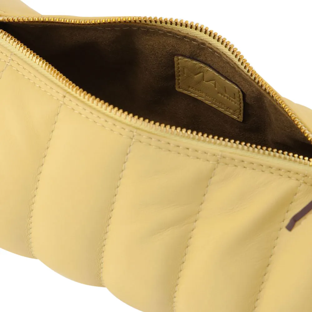 Padded Cylinder Bag in Cream Leather