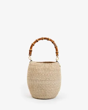 Pot De Miel W/ Bamboo Handle Handbags - Top Handle - Pot De Miel Cream