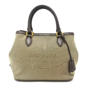 Prada Leather Nylon Handbag Shoulder Bag (Pre-Owned)