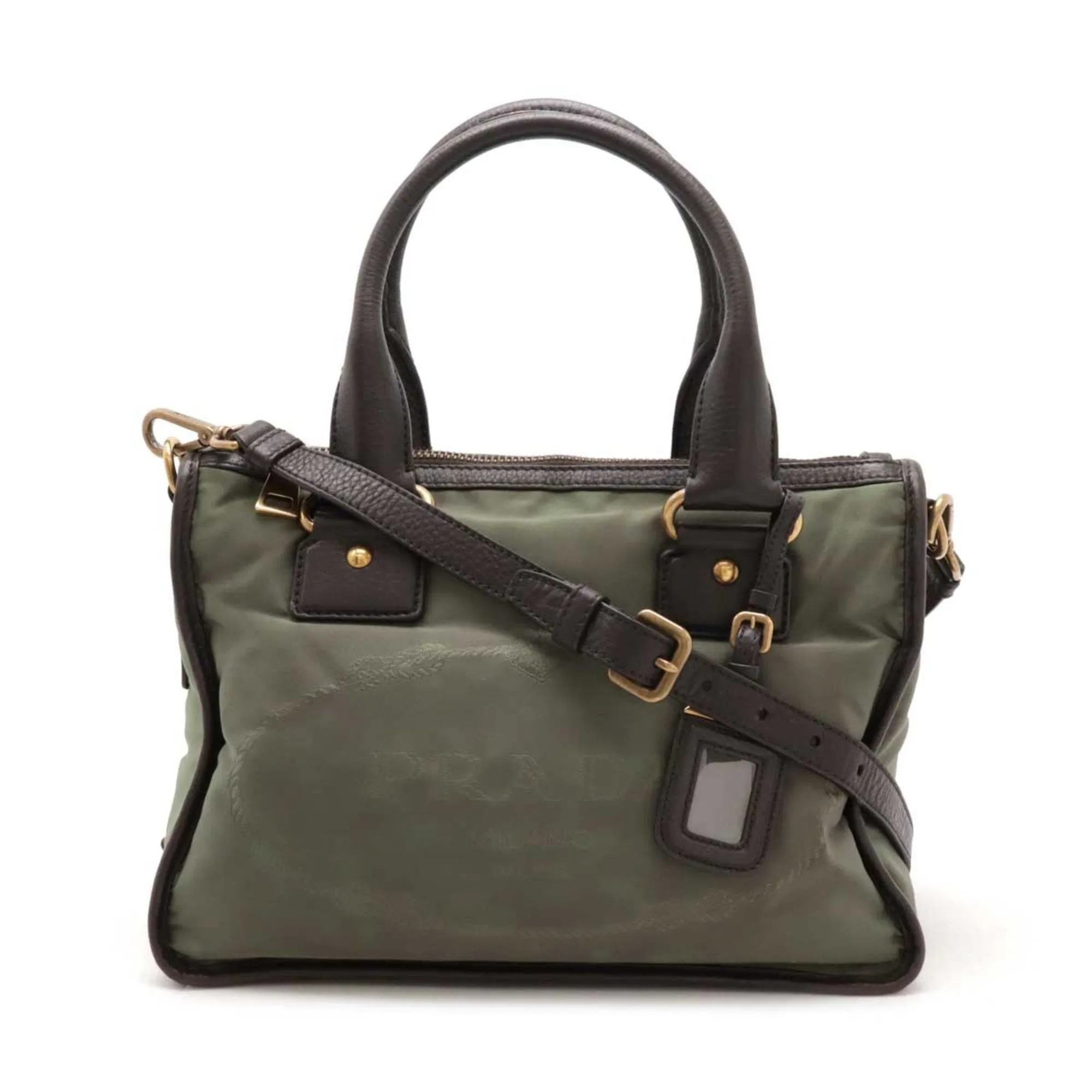Prada  Nylon Leather Handbag Shoulder Bag Tote Bag (Pre-Owned)