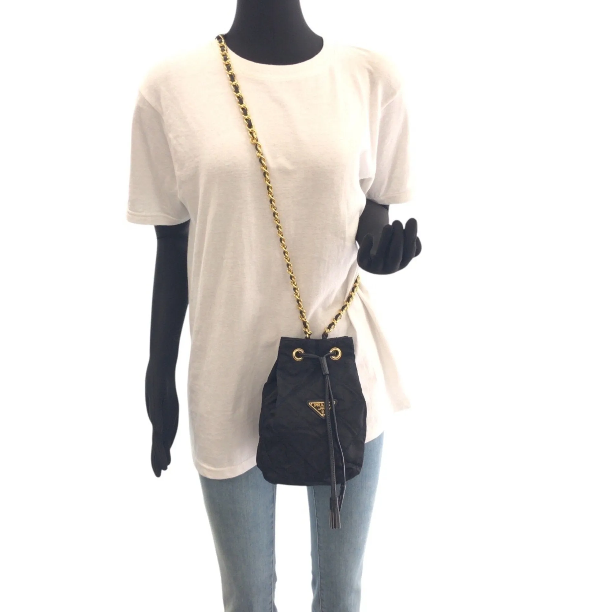 Prada Nylon Leather Shoulder Bag (Pre-Owned)