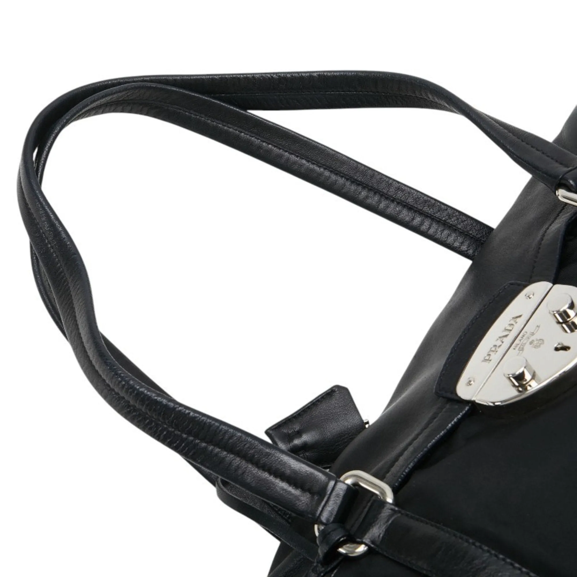 Prada Nylon Leather Shoulder Bag Tote Bag (Pre-Owned)