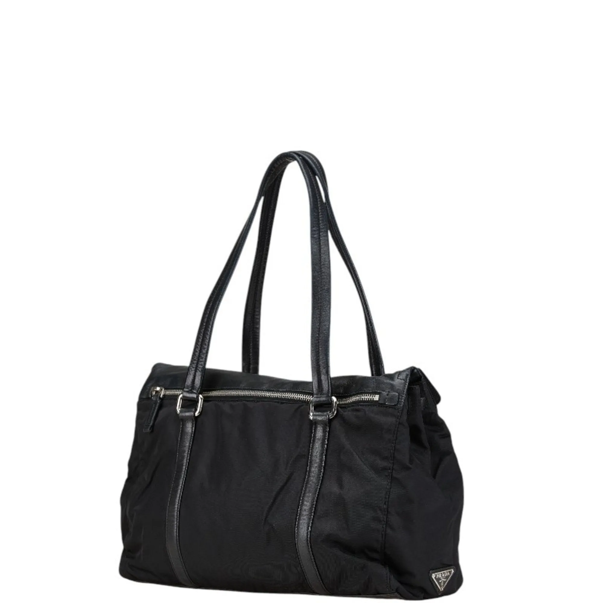 Prada Nylon Leather Shoulder Bag Tote Bag (Pre-Owned)