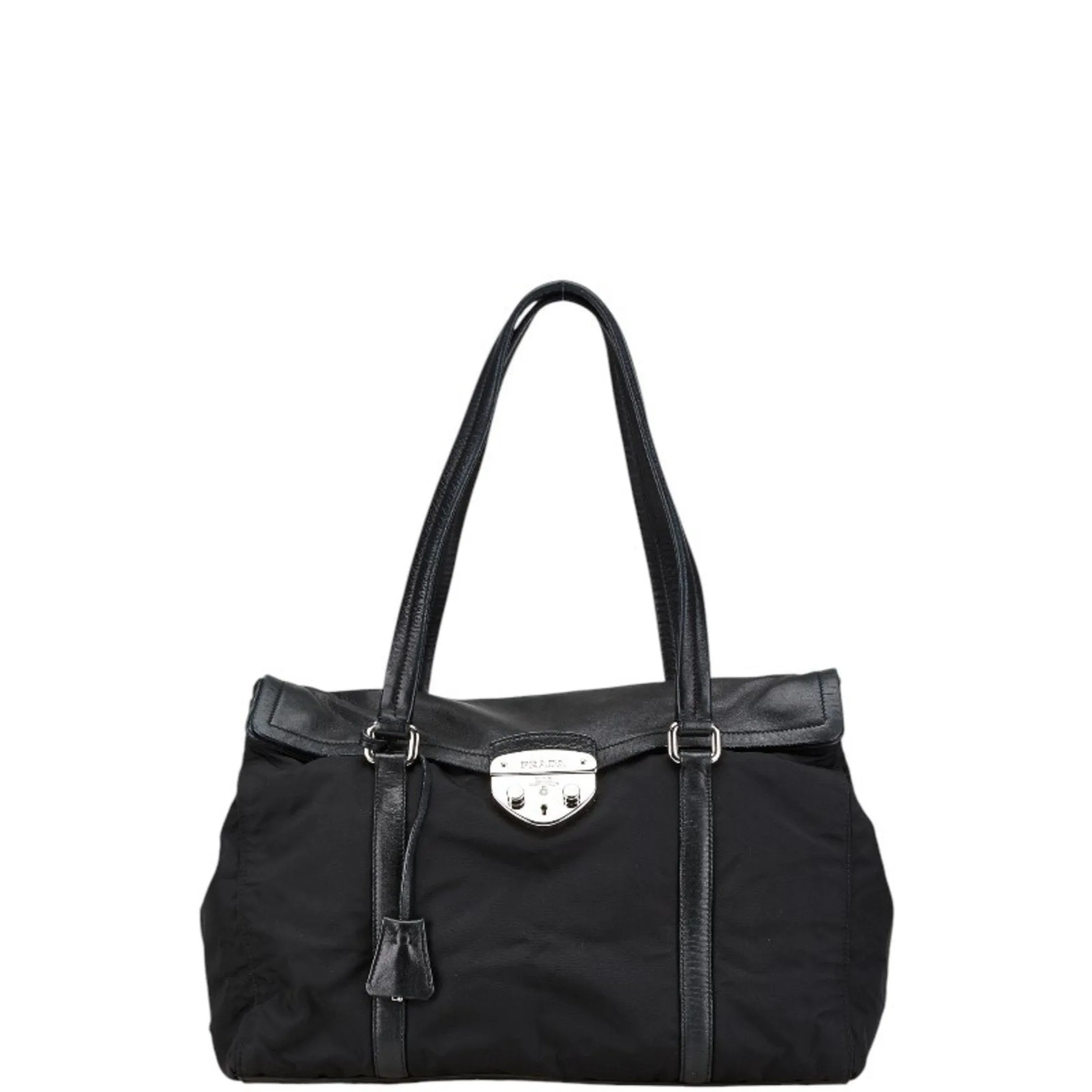 Prada Nylon Leather Shoulder Bag Tote Bag (Pre-Owned)