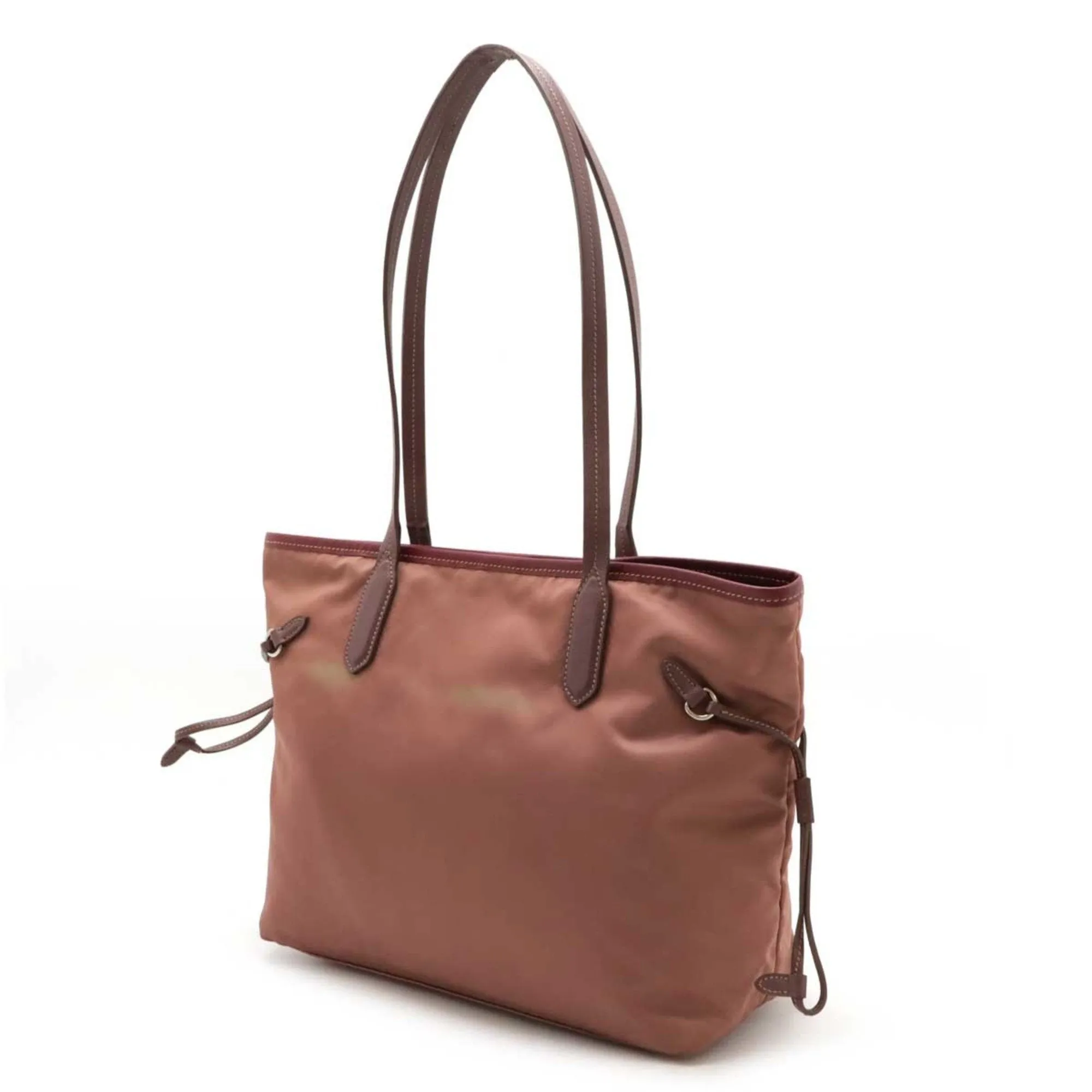 Prada pink Nylon Leather Shoulder Bag Tote Bag (Pre-Owned)