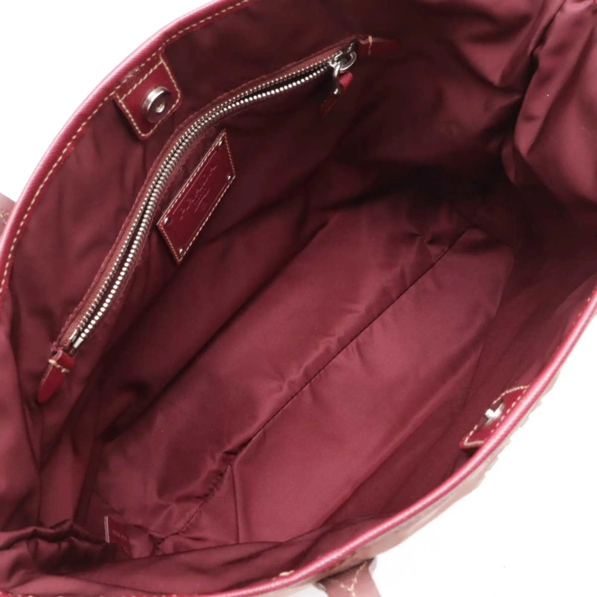 Prada pink Nylon Leather Shoulder Bag Tote Bag (Pre-Owned)