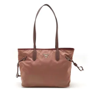 Prada pink Nylon Leather Shoulder Bag Tote Bag (Pre-Owned)