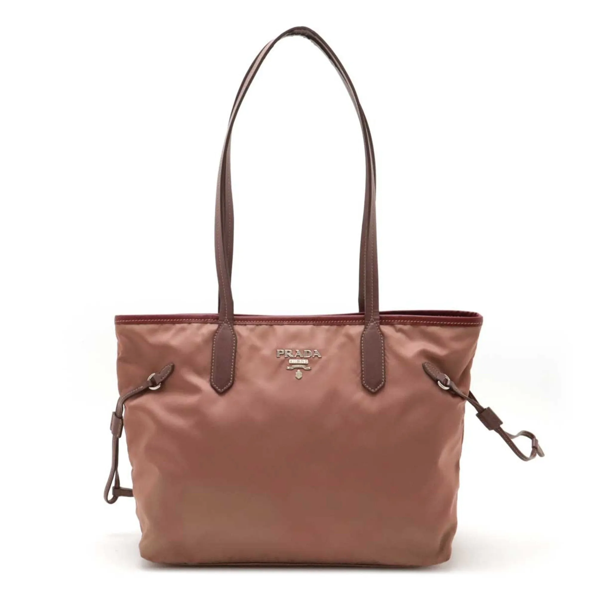 Prada pink Nylon Leather Shoulder Bag Tote Bag (Pre-Owned)