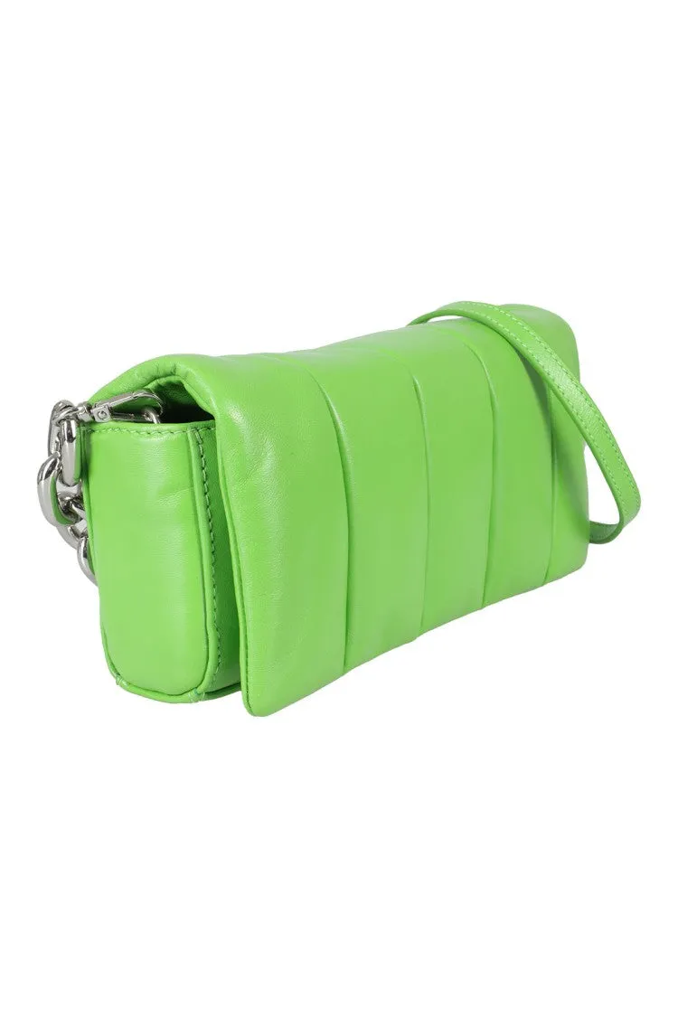 Rectangular Green Lamb Leather Panel Bag