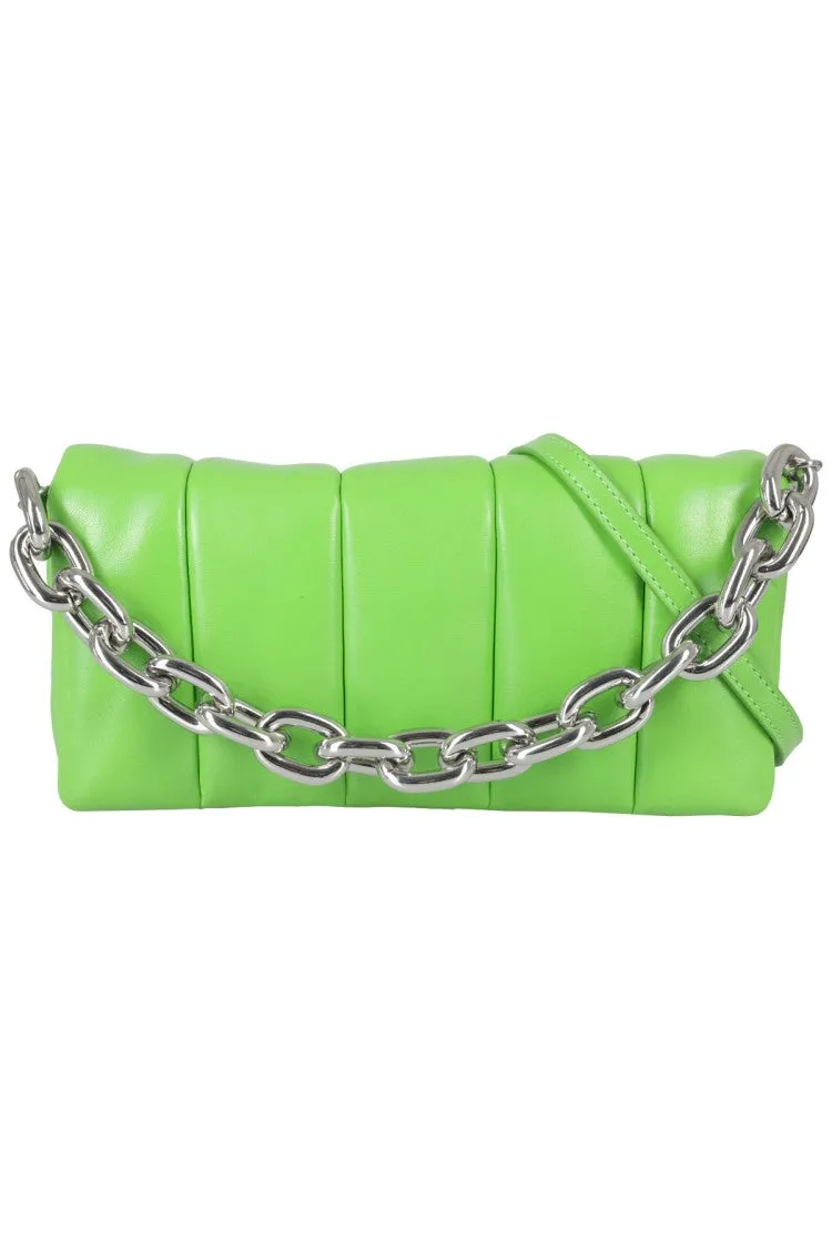 Rectangular Green Lamb Leather Panel Bag