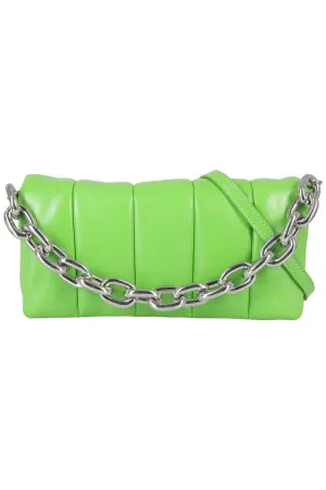 Rectangular Green Lamb Leather Panel Bag