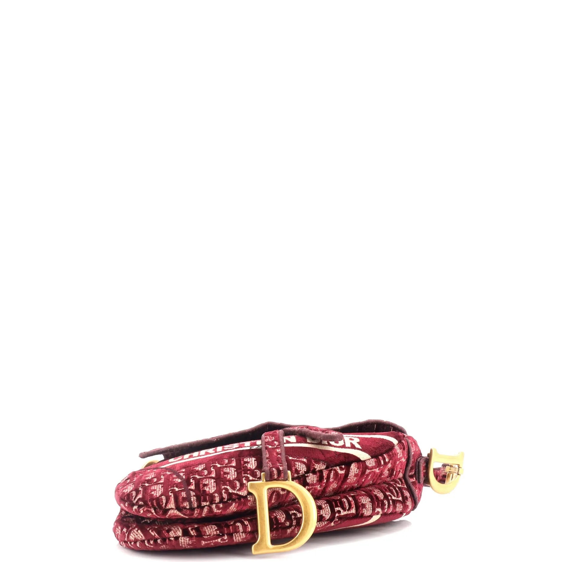 Saddle Handbag Logo Embroidered Oblique Velvet Medium