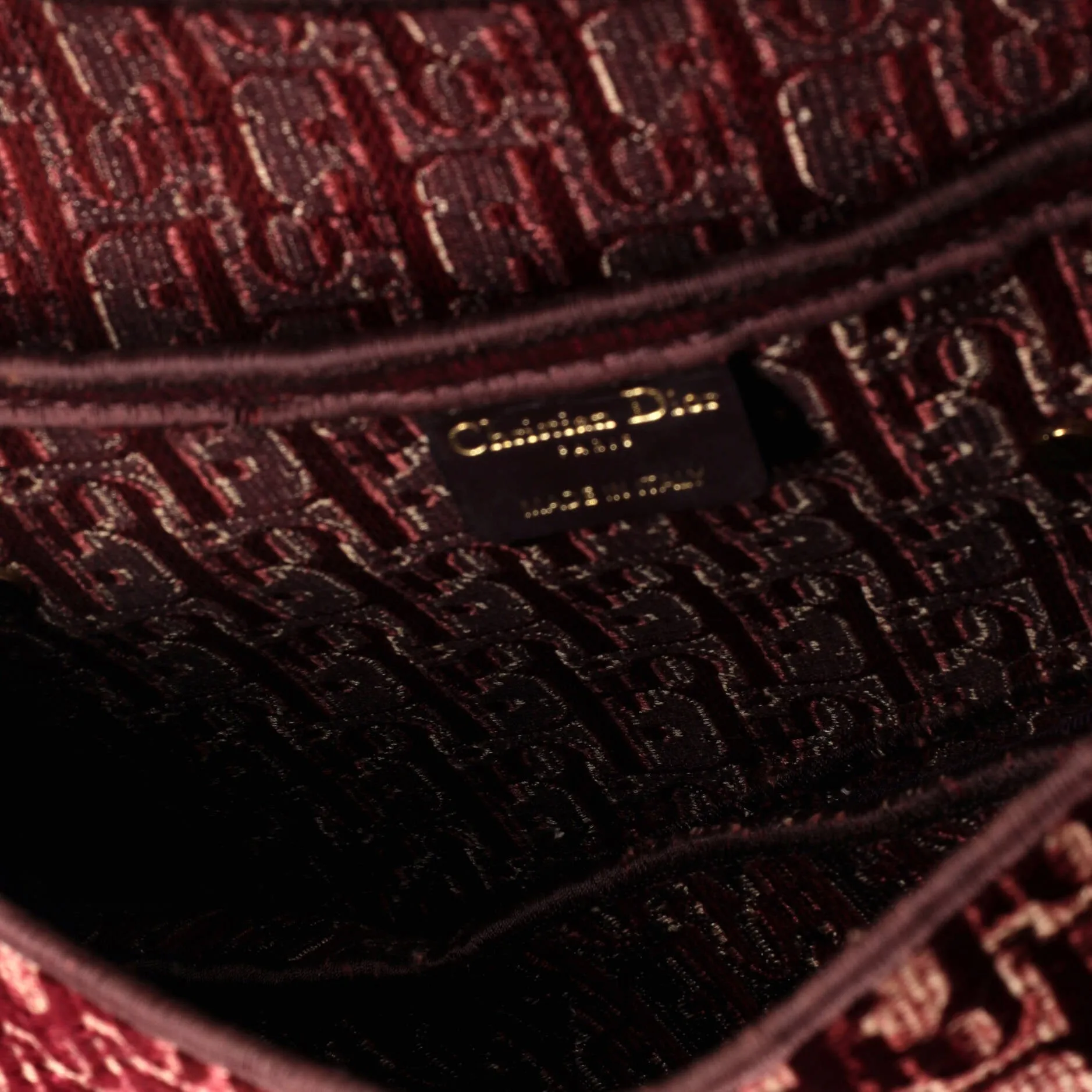 Saddle Handbag Logo Embroidered Oblique Velvet Medium
