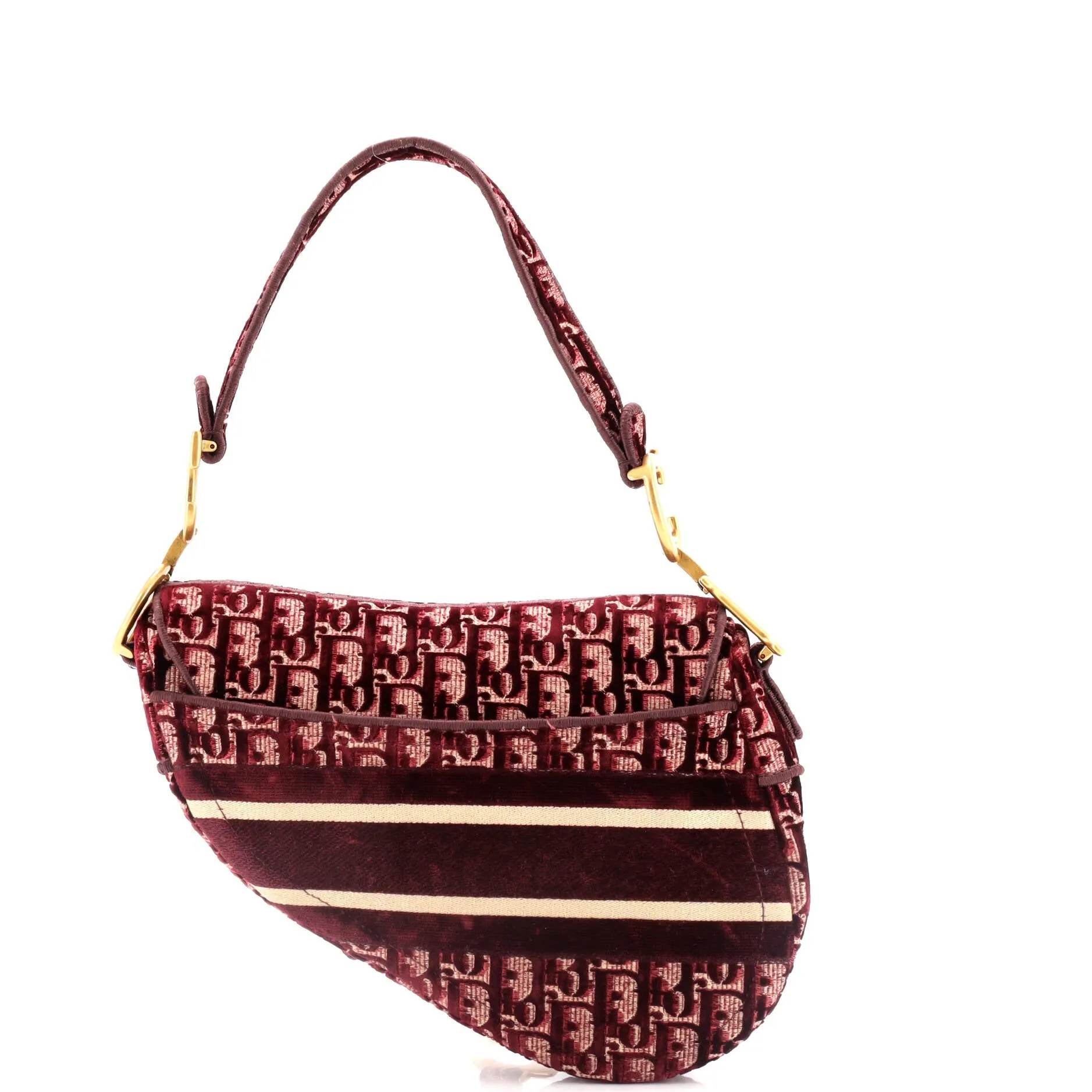Saddle Handbag Logo Embroidered Oblique Velvet Medium