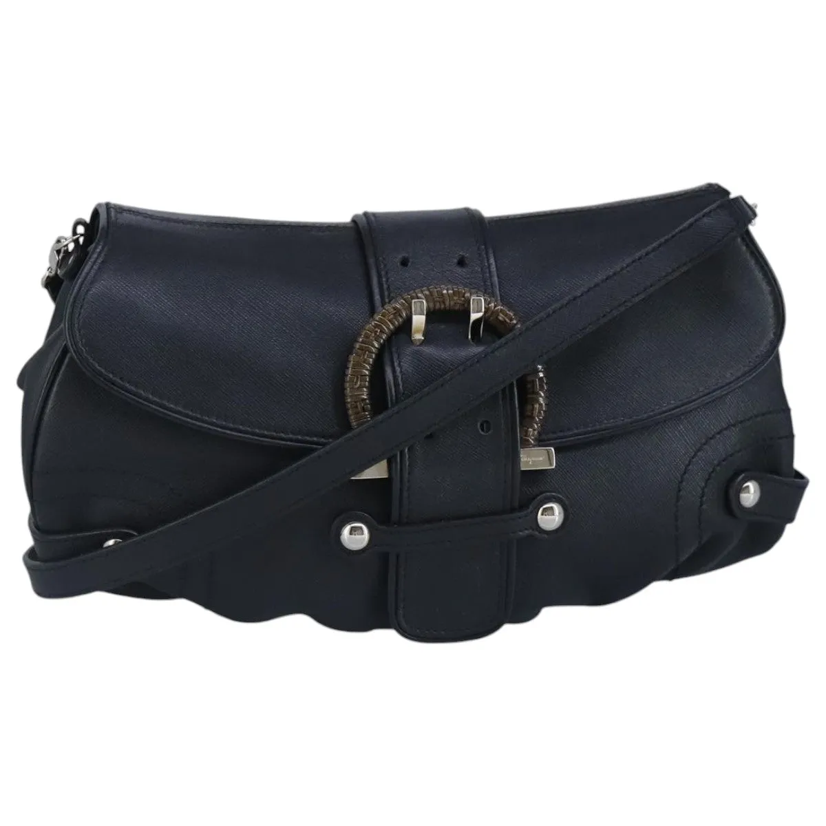 Salvatore Ferragamo Gancini  Leather Shoulder Bag (Pre-Owned)