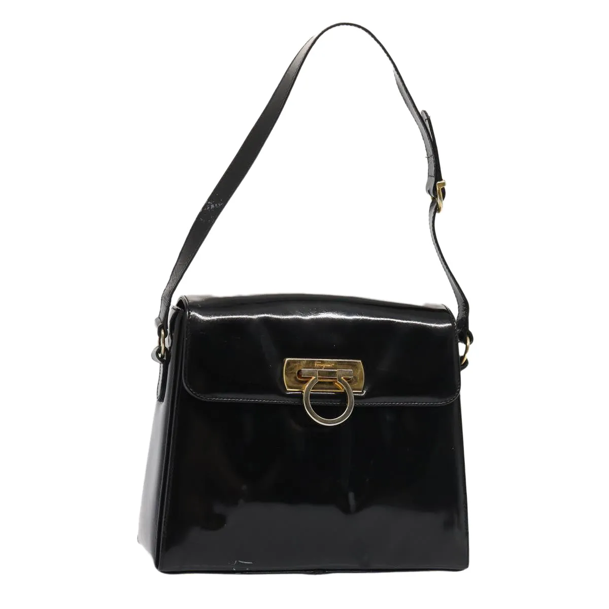 Salvatore Ferragamo Gancini  Patent Leather Shoulder Bag (Pre-Owned)