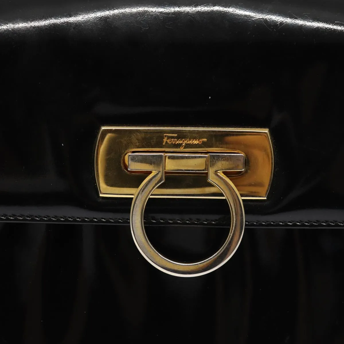 Salvatore Ferragamo Gancini  Patent Leather Shoulder Bag (Pre-Owned)