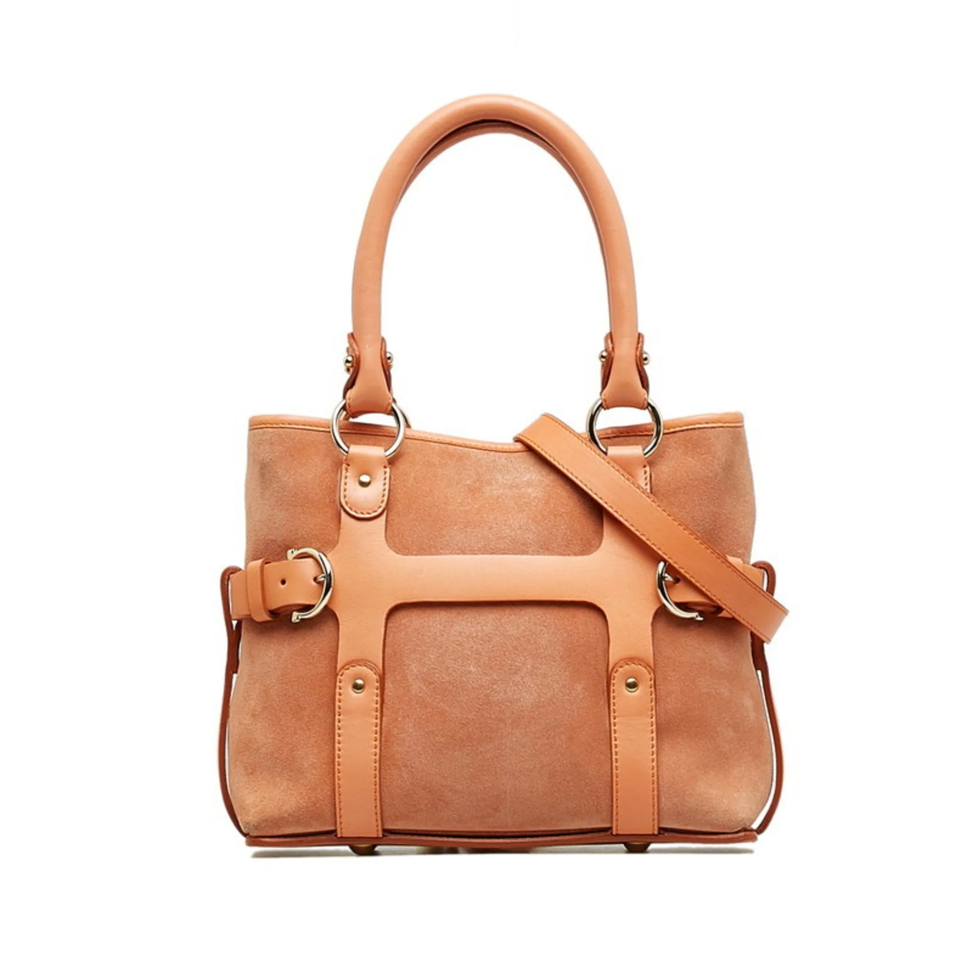 Salvatore Ferragamo pink Suede Leather Handbag Shoulder Bag (Pre-Owned)