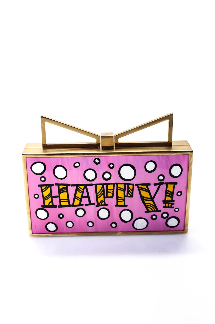 Sara Battaglia Womens Lady Me Special Edition Hand Painted Clutch Handbag Pink LTDE821