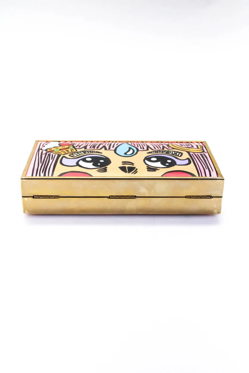 Sara Battaglia Womens Lady Me Special Edition Hand Painted Clutch Handbag Pink LTDE821