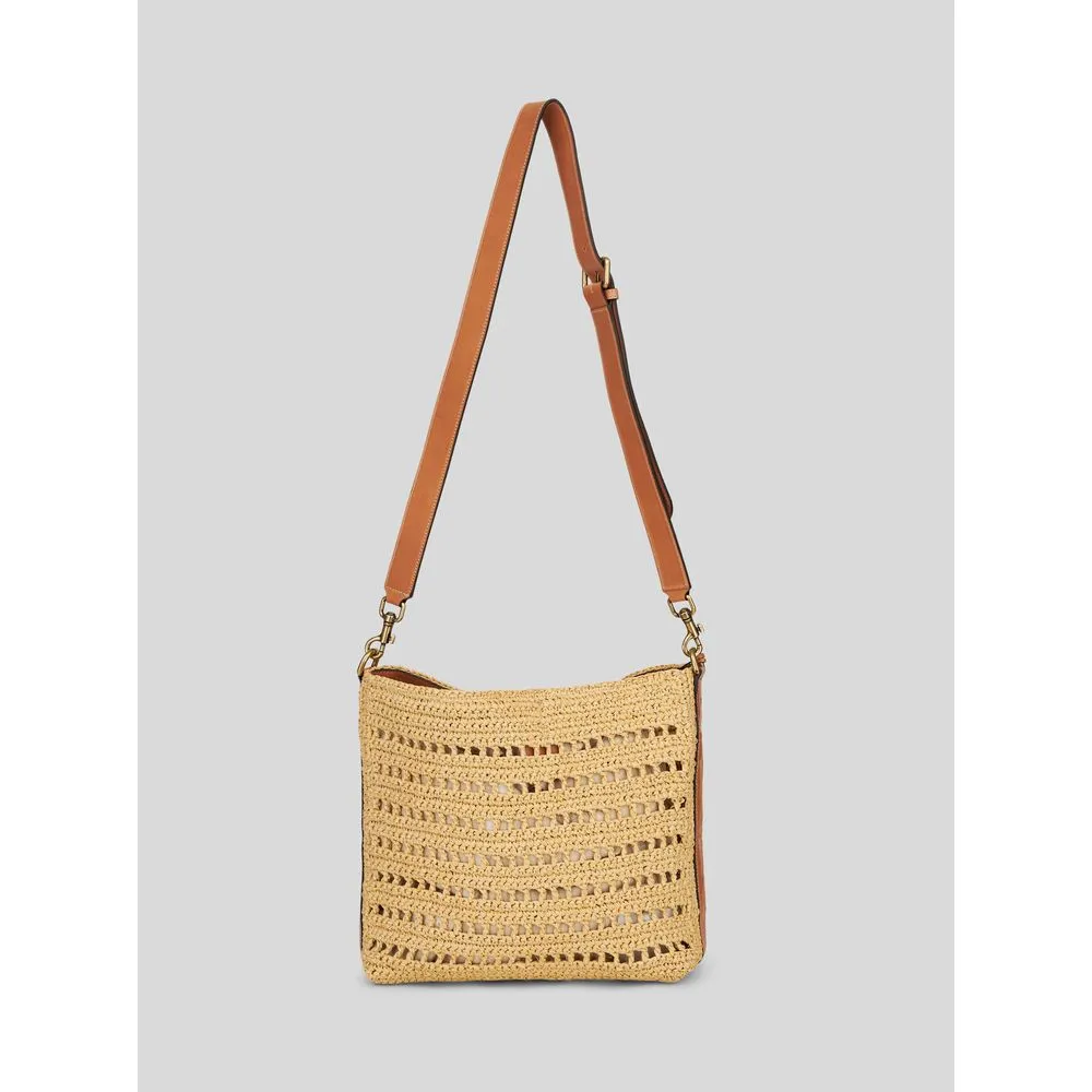 Shoulder Bag In Perforated Raffia