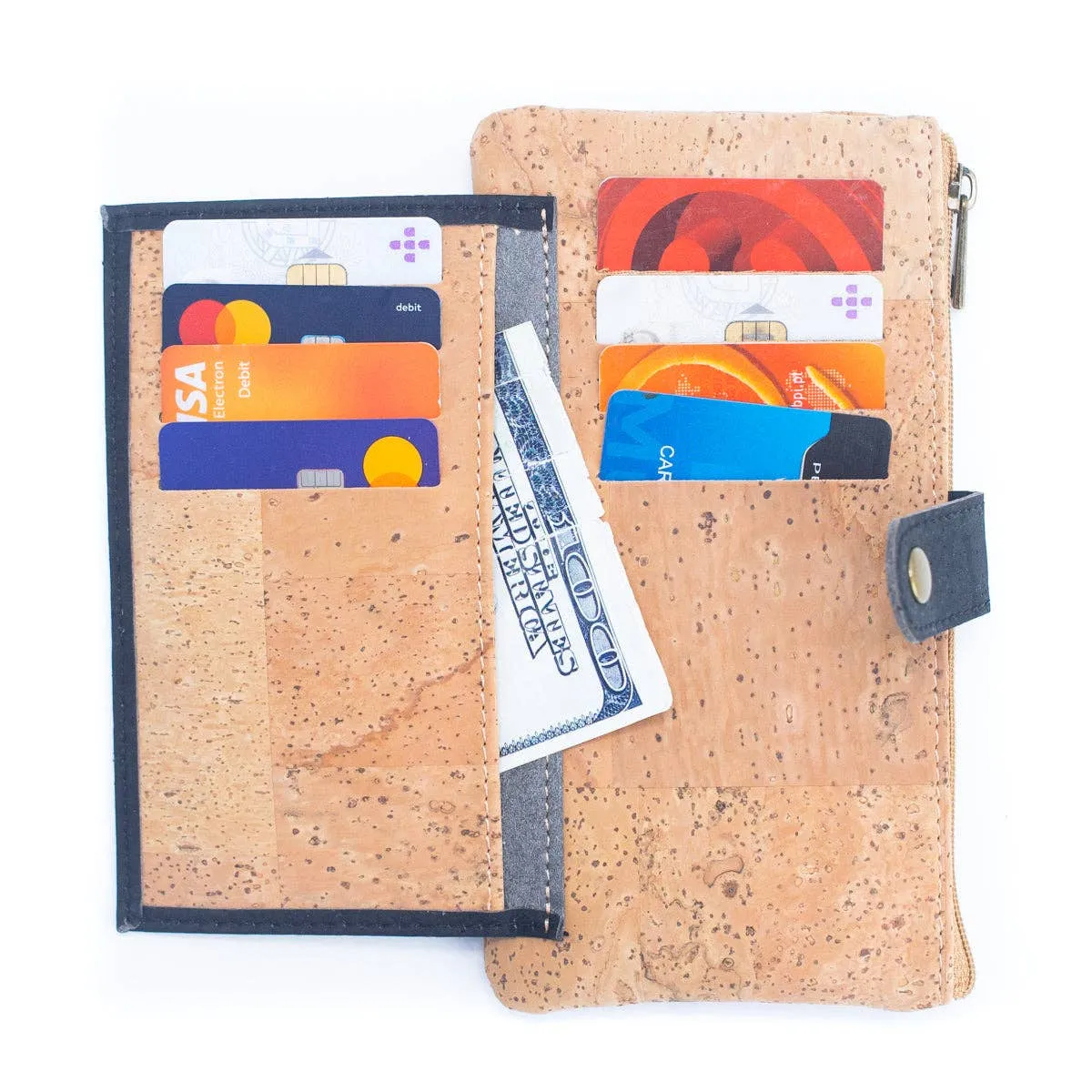 Slim Snap Closure Long Card Wallet Black, Green, Red, BAG-2261