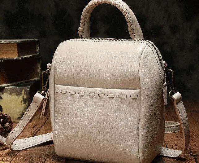 Small Fashion Leather Black Gray Handbag Shoulder Bag Crossbody Purse For Women