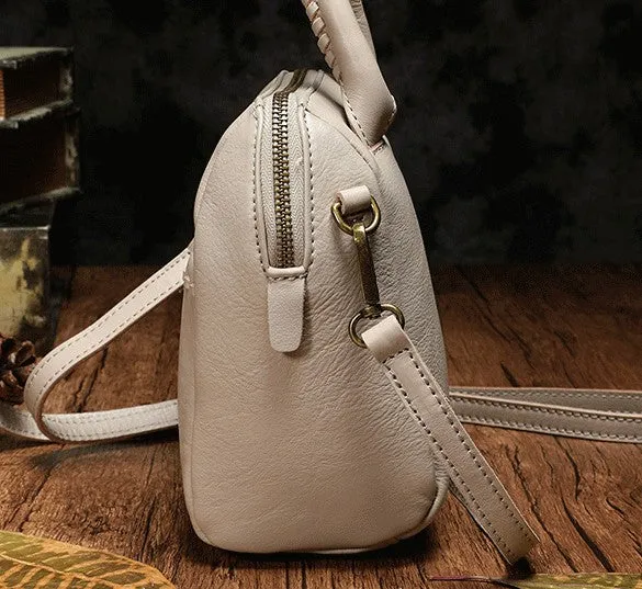 Small Fashion Leather Black Gray Handbag Shoulder Bag Crossbody Purse For Women