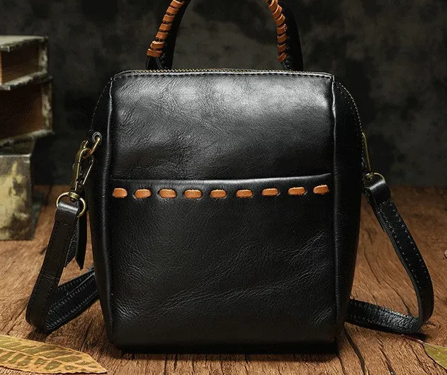 Small Fashion Leather Black Gray Handbag Shoulder Bag Crossbody Purse For Women