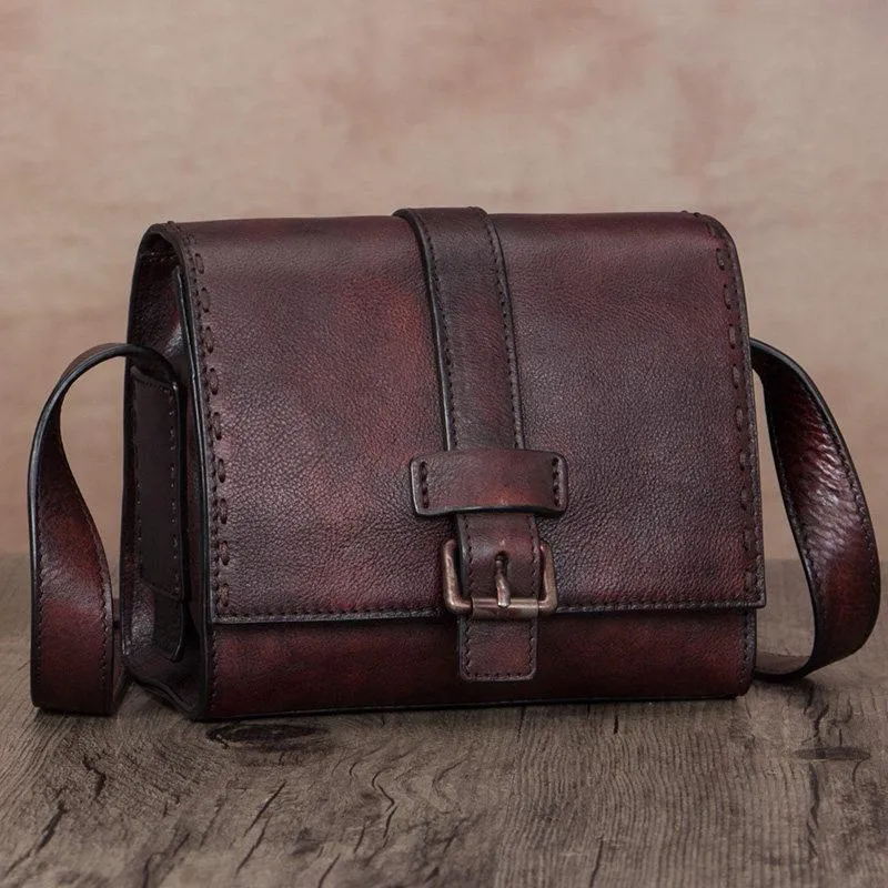 Small Green Vintage Womens Leather Satchel Shoulder Bag Brown Leather Women's Satchel Purse