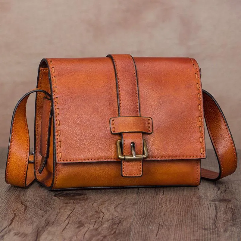 Small Green Vintage Womens Leather Satchel Shoulder Bag Brown Leather Women's Satchel Purse