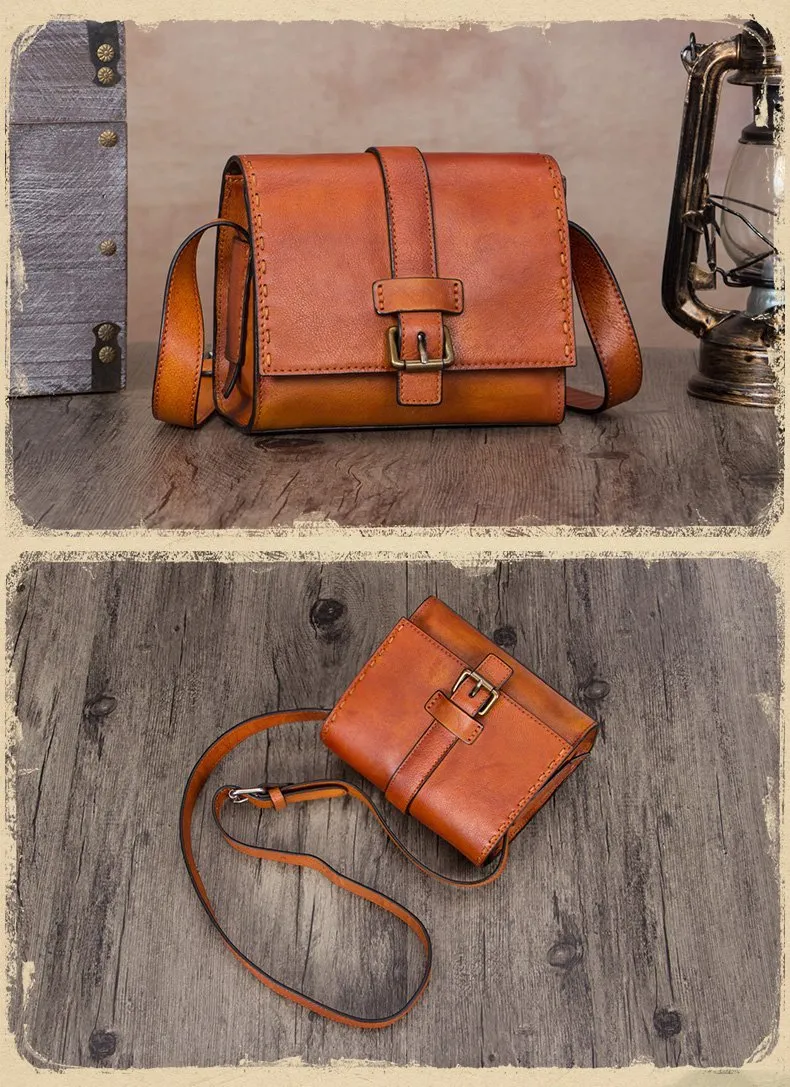 Small Green Vintage Womens Leather Satchel Shoulder Bag Brown Leather Women's Satchel Purse