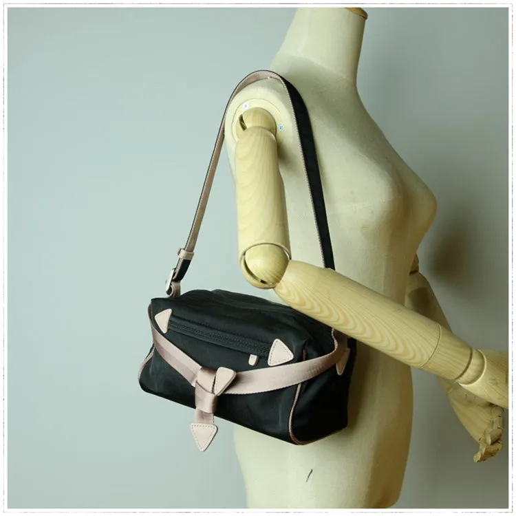Small Womens Black&Pink NYLON Shoulder Bag Purse Cute NYLON Crossbody Purse for Ladies