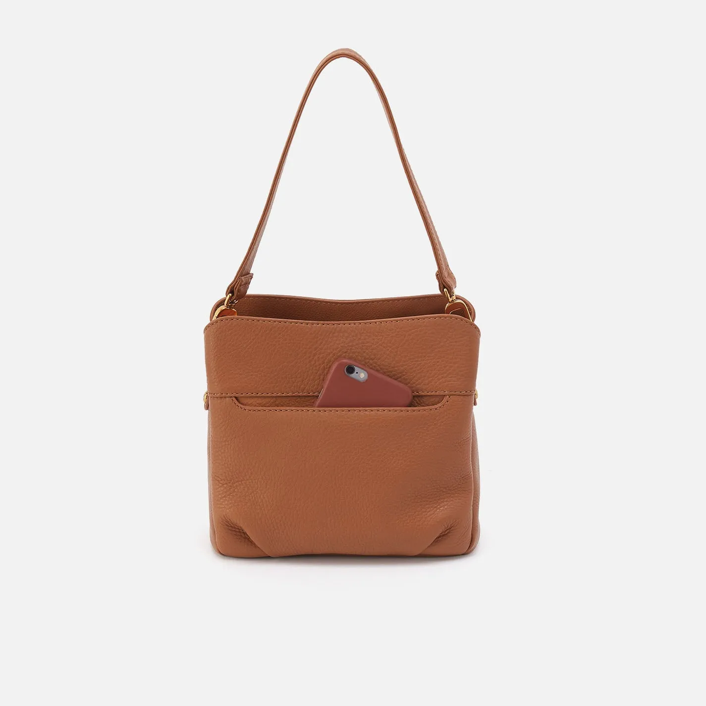 Starr Convertible Shoulder Bag in Pebbled Leather - Warm Honey