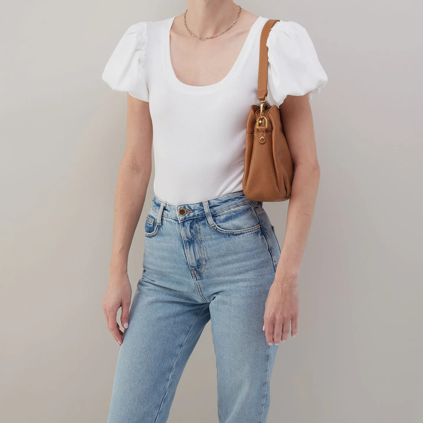 Starr Convertible Shoulder Bag in Pebbled Leather - Warm Honey