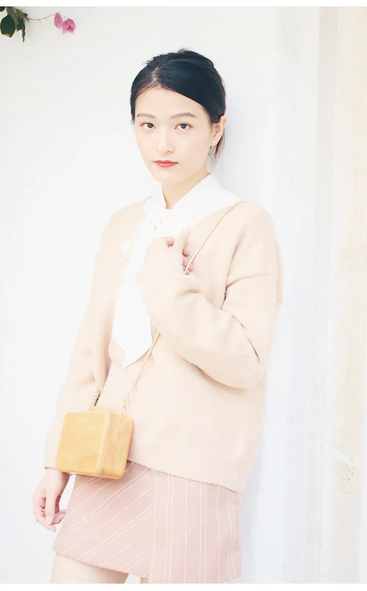 Stylish Cute Wooden WOMENs SHOULDER BAGs Chain Purses FOR WOMEN