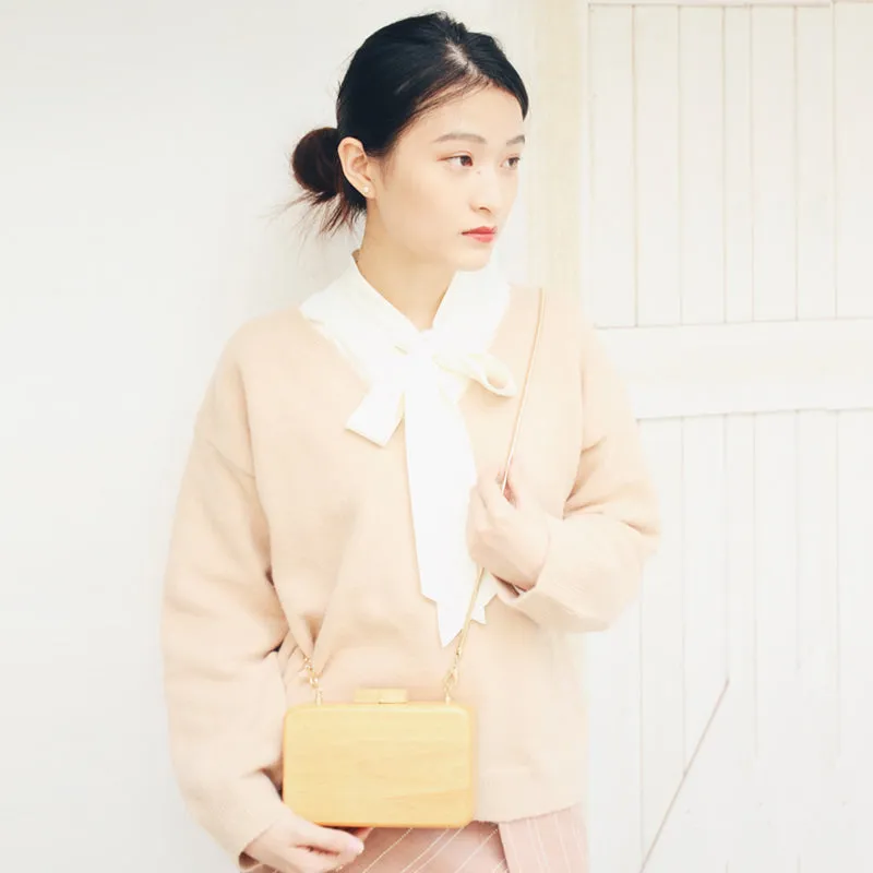 Stylish Cute Wooden WOMENs SHOULDER BAGs Chain Purses FOR WOMEN