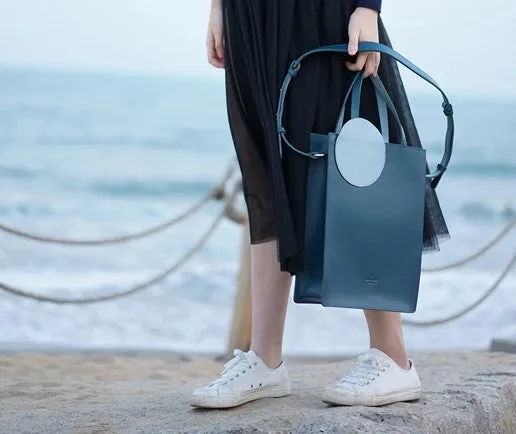 Stylish Leather Purple Blue Womens Tote Handbag Purse Shoulder Bag for Women